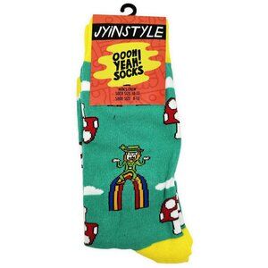 Oooh Yeah Green Happy Shrooms Mens Dress Socks OSFM Size 8-13 Gift Him